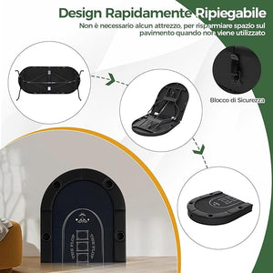 Tavolo da Poker Pieghevole 182 cm per 8 Giocatori, Tavolo da Gioco Ovalo con Supporti per Bicchieri, Rivestimenti Imbottiti, per Blackjack, Texas Hold’em, Giochi da Casinò (Nero)