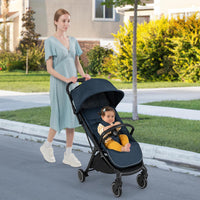 Passeggino Leggero per Bambini, Passeggino da Viaggio con Schienale Regolabile, Passeggino Portatile per Bambini con Schienale Reclinabile e Cappotta Regolabile, per Bambini 0-3 Anni (Blu)