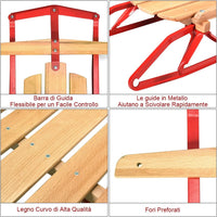 Slitte da Neve, Slitte in Metallo con Pattini, Slitte con Maniglie per Bambini e Adulti, 137 x 58 x 16 cm