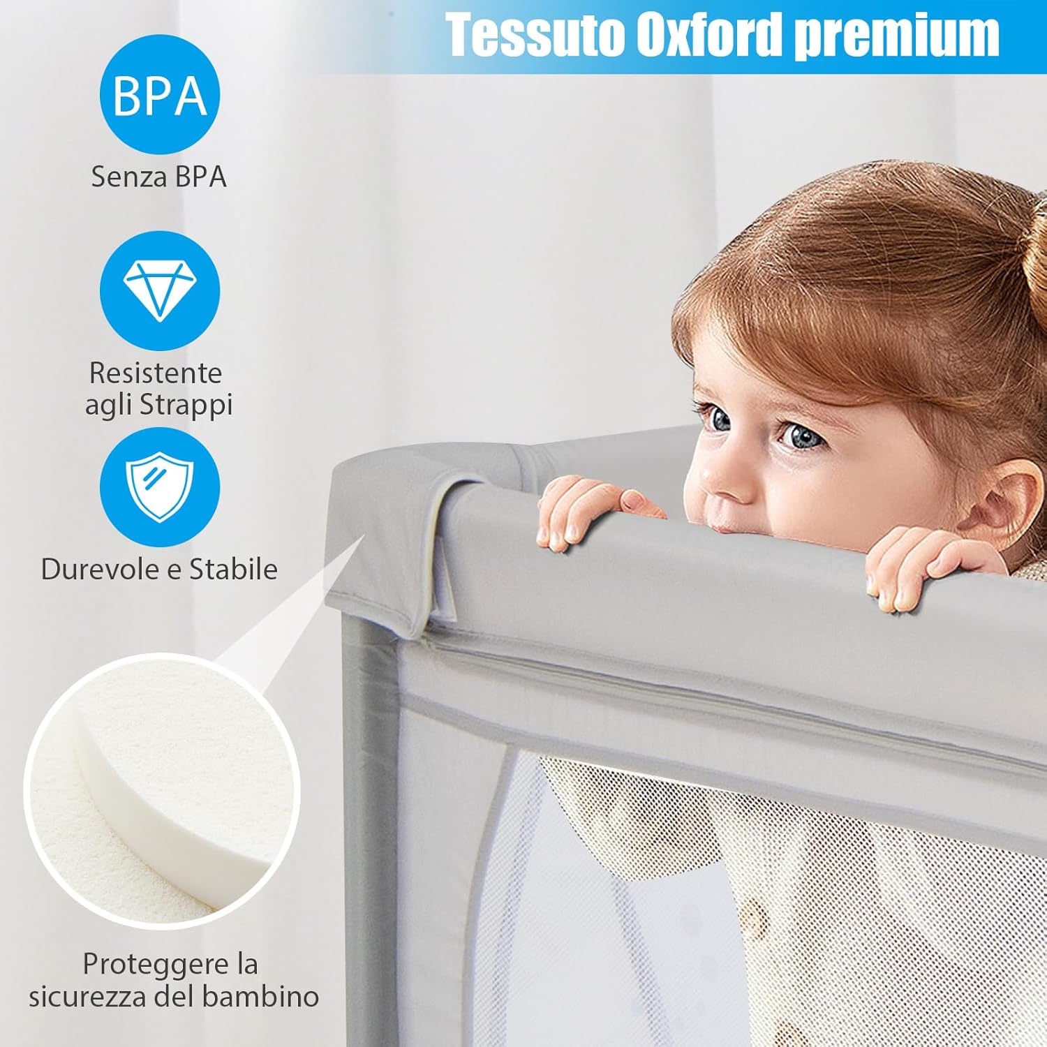 Recinto per Bambini, Box per Bambini con Rete Traspirante, Centro Attività per Bambini con 50 Palline, Box Giochi per Bambini 0-3 Anni (Mondo Sottomarino, 206 x 147 cm)