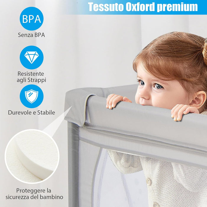 Recinto per Bambini, Box per Bambini con Rete Traspirante, Centro Attività per Bambini con 50 Palline, Box Giochi per Bambini 0-3 Anni (Mondo Sottomarino, 206 x 147 cm)