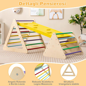 Set da Arrampicata 3 in 1 per Bambini, 3 Pezzi con 2 Scale Triangolari e 1 Rampa, per Scivolare e Arrampicarsi, Scala Giochi Arrampicata per Bambini 3+ Anni (Colorato)