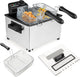 2000W Friggitrice Elettrica in Acciaio Inox 5L, Friggitrice Olio con 3 Cestelli, Temperatura Regolabile Fino a 190 °C e Coperchio Visibile