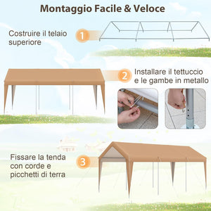 Gazebo Tenda per Posto Auto da Esterno, Tendone Garage per Auto, Carport Tenda Impermeabile in Metallo, 301 x 600 x 285 cm