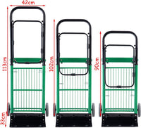 Carrello Per Trasporto Pieghevole, 2 in 1, Portapacchi Carrello per Trasporto di Sacchi in Acciaio, Altezza Regolabile, Capacità di Carico Fino a 90 kg