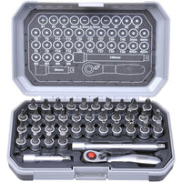 SERIE SET 39PZ INSERTI CON BUSSOLA ATTACCO 1/4 + CRICCHETTO + PROLUNGHE REITOOL 00682