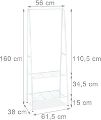 Appendiabiti asta appendiabiti porta scarpe stivali 2 scomparti 60 cm in metallo bianco 13_0002134_3