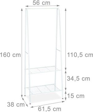 Appendiabiti asta appendiabiti porta scarpe stivali 2 scomparti 60 cm in metallo bianco 13_0002134_3