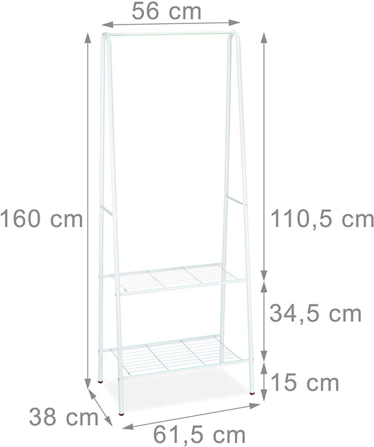 Appendiabiti asta appendiabiti porta scarpe stivali 2 scomparti 60 cm in metallo bianco 13_0002134_3