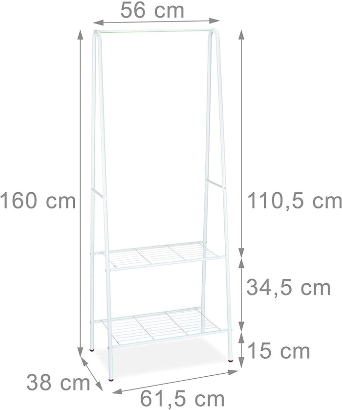 Appendiabiti asta appendiabiti porta scarpe stivali 2 scomparti 60 cm in metallo bianco 13_0002134_3