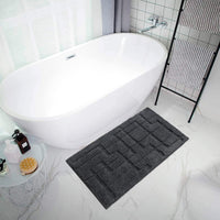 Tappeto Bagno Puro Cotone Morbido 3D Camera Sendiletto Elegante Lavabile Antracite 55x90 cm