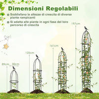 2 Trellis da Giardino per Piante Rampicanti 197 cm, 2 Tralicci in Metallo a Obelisco per Piante in Vaso, Supporto da Giardino per Verdure, Fiori, Pomodori, Rose e Clematidi
