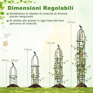 2 Trellis da Giardino per Piante Rampicanti 197 cm, 2 Tralicci in Metallo a Obelisco per Piante in Vaso, Supporto da Giardino per Verdure, Fiori, Pomodori, Rose e Clematidi