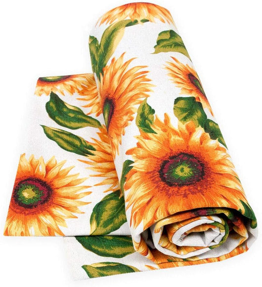 Telo Arredo Copritutto 170x280 cm Cotone Copridivano Letto Girasoli Bianco