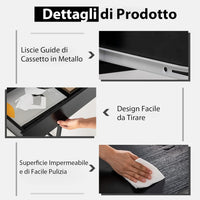 Scrivania per Computer con 2 Cassetti, Scrivania Porta PC con Telaio in Metallo e Legno, Posizione da Lavoro per Studio e Ufficio, Portata 100 kg, 112 x 48 x 76 cm (Nero)