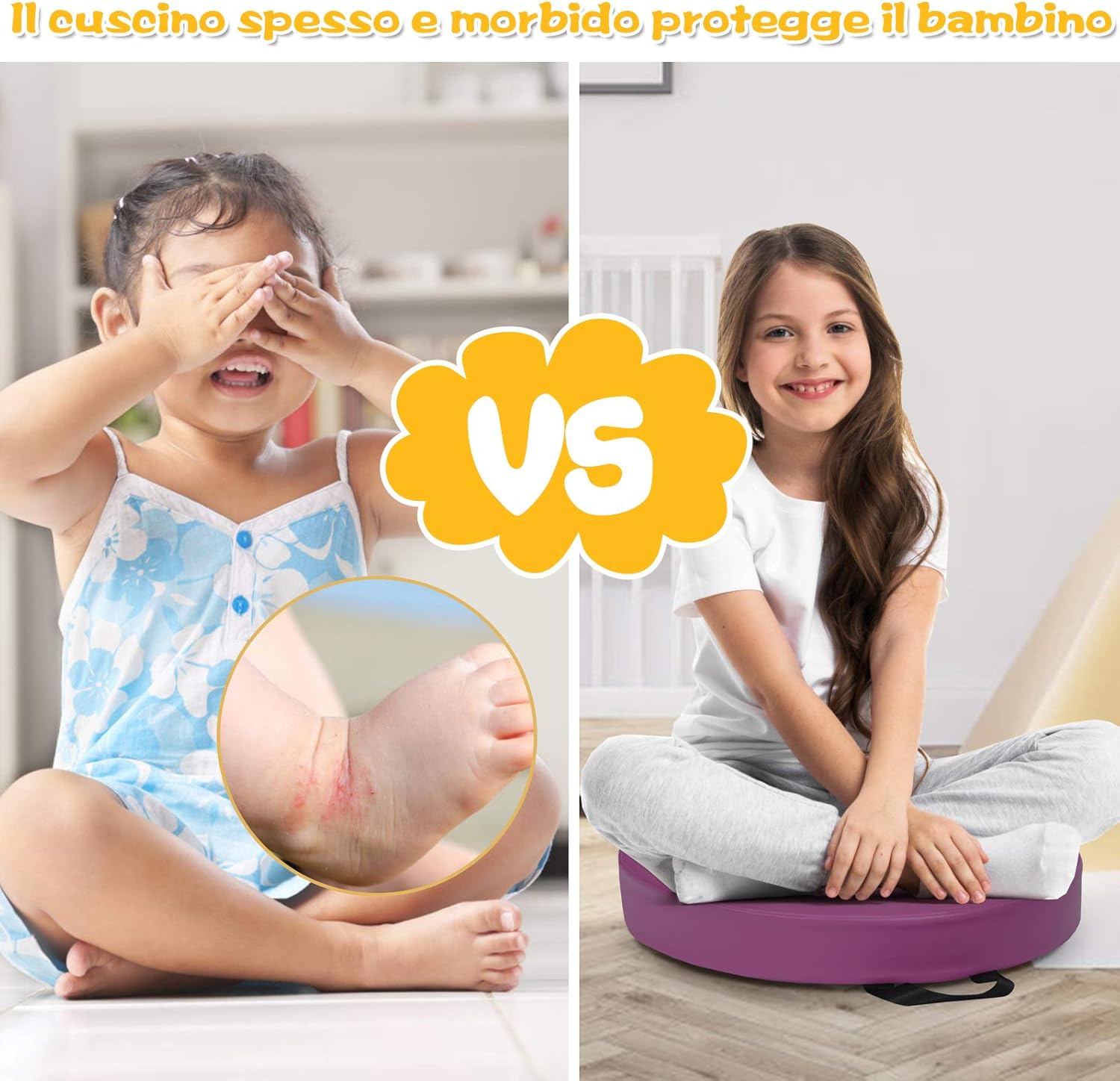 Tappeto per Bambini 6 Pezzi, Tappeto da Terra Cuscino Yoga Meditazione, per Camera da Letto e Salotto, Moderno 38x38x8cm