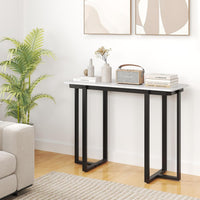 Tavolo Consolle, Tavolo d'Ingresso Moderno in Marmo Finto con Telaio Geometrico in Metallo, Tavolo Stretto per Soggiorno, Corridoio e Ingresso, 107 x 40 x 79,5 cm (Nero e bianco)