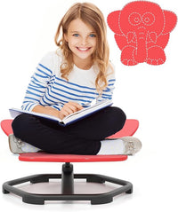 Sedia Girevole a 360° per Bambini, Sedia Sensoriale con Base in Metallo Antiscivolo per Allenare la Coordinazione Fisica e l'Equilibrio, Giocattolo per Cameretta (Rosso,Elefante)