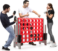 Forza 4 Gigante da 104 cm per Bambini e Adulti, Set Forza 4 per Interni ed Esterni con 42 Anelli Giganti e Dispositivo di Scorrimento a Sgancio Rapido, Perfetto per Feste e Vacanze, Rosso