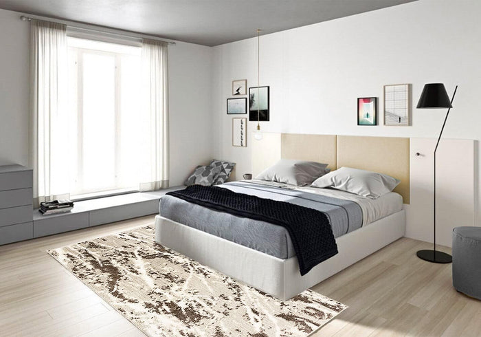 Tappeto Salotto Bagno 60x100 cm Effetto Marmo Arredo Camera Scendiletto Pelo Corto Beige