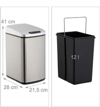 Pattumiera da cucina coperchio automatico con chiusura contenitore 12 litri argento 13_0002336