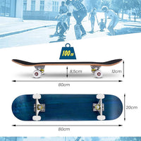 Skateboard Mini Cruiser Completa Longboard in Legno di Acero, Colori a Scelta, 79 x 20 cm