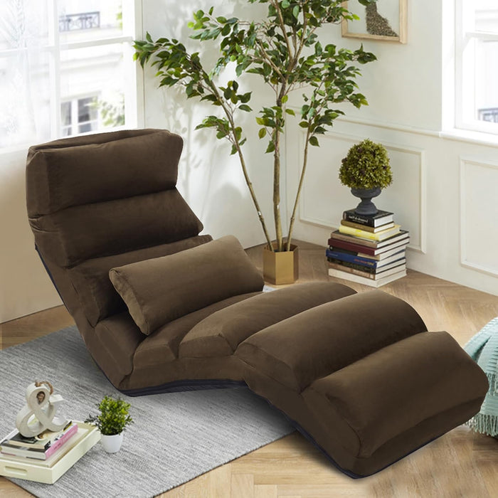 Sedia Pieghevole da Pavimento Portatile, Divano Imbottito, Regolabile in 5 Posizioni, Supporto per la Schiena, Ideale per Rilassarsi Leggere (Marrone)