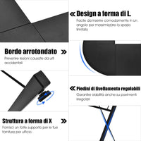 Scrivania per Computer ad Angolo, Scrivania L Angolare per Studio e Ufficio, Tavolo da Lavoro Multifunzione, 150x150x76cm (Nero)