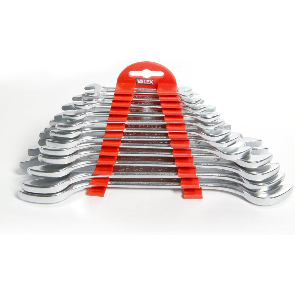 SET SERIE CHIAVI INGLESI ACCIAIO 12pz FISSA FORCHETTA INCLINATE 15° 6-32mm VALEX