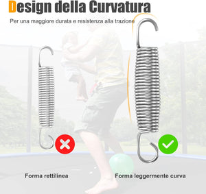 Molla Elastica e Sostitutiva per Trampolino, Kit di Accessori per Trampolino con 20 Molle di 18 cm Resistenti in Acciaio Galvanizzato e Gancio di Trazione a Forma di T