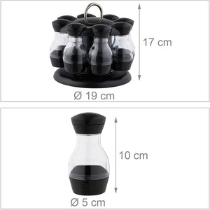 Espositore portaspezie rotante 8 vasi trasparenti e neri 13_0002344