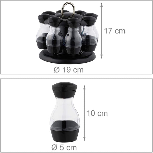 Espositore portaspezie rotante 8 vasi trasparenti e neri 13_0002344