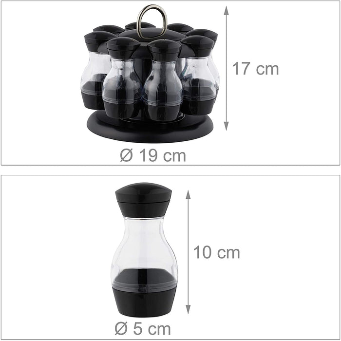 Espositore portaspezie rotante 8 vasi trasparenti e neri 13_0002344