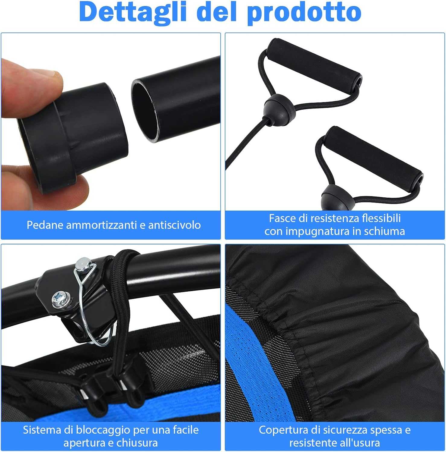 Mini Trampolino Pieghevole 101cm, Trampolino Fitness per Adulti e Bambini,con Maniglia Altezza Regolabile, Capacità di Carico 150 kg