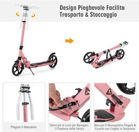 Scooter Monopattino a Spinta per Bambini Pieghevole e Regolabile in Altezza (91-106 cm), con Ruote Luminose e Cavalletto, Carico Massimo 100kg
