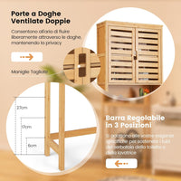 Scaffale Bagno in Bambù 170cm sopra WC, Mobile Bagno Salvaspazio con 2 Porte e Mensola Aoerta, Organizzatore sopra Gabinetto per Lavanderia, Naturale