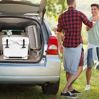 Contenitore per Ghiaccio da 15 L, Contenitore Termico con Maniglia 2 Porta Bicchieri, Contenitore Termico del Ghiaccio Portatile per Campeggio(Bianco）