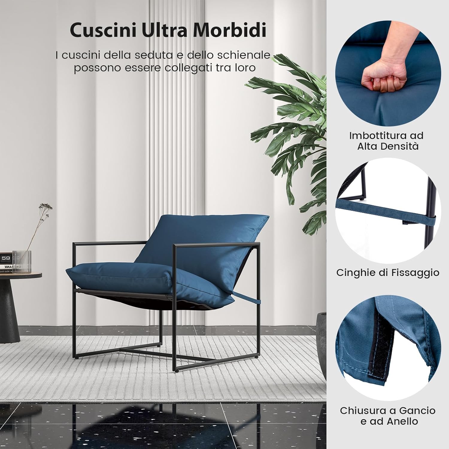 Set di 2 Sedie da Giardino, Poltrone da Esterno con Cuscini, Tessuto per Seduta e Telaio Metallico Robusto, Set di 2 Sedie in Tessuto Textilene, Portata 150 kg, per Giardino, Balcone