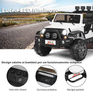 Auto Macchina Elettrica per Bambini 12V, Veicolo Elettrico a Batteria a 2 Posti, con Telecomando 2,4 G, Porta USB e AUX, per Bambini 3+ Anni (Bianco)