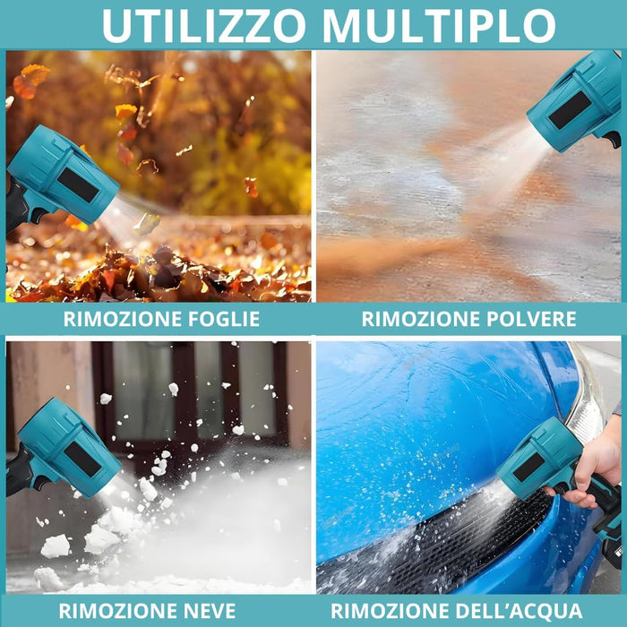 Mini Soffiatore a Batteria, Mini Soffiatore per Foglie con Turbocompressore