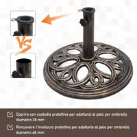 Base per Ombrellone, Ideale per Pali da 38-48mm, Base Ombrellone in Ghisa, Facile da Montare e Pulire, Bronzo