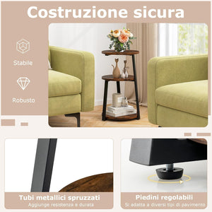 Tavolino Rotondo Industriale, Tavolino da Salotto a 3 Livelli con Struttura Metallica e Piedini Regolabili, Tavolino per Piccoli Spazi, da Soggiorno e Camera da Letto (1)