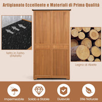 Capanni da Esterno, Armadio da Giardino in Legno Massiccio con 3 Ripiani Rimovibili, Tetto Impermeabile in Asfalto, Piedini Regolabili, Ripostiglio per Giardino, Terrazza e Cortile