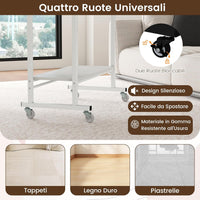 Scrivania con Ruote, Vassoio per Tastiera, Supporto per CPU e Ganci, Scrivania Moderna in Legno e Metallo per Salotto e Camera da Letto, 80 x 50 x 78 cm (Bianco)