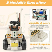Escavatore Cavalcabile per Bambini, Ruspa Cavalcabile con Sedile Scomparto Portaoggetti, Funzione di Musica e di Educativa, Regalo per Bambini 3 Anni+ (Grigio)
