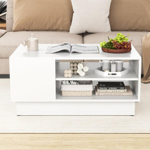 Tavolo centrale rettangolare con 2 ripiani di stoccaggio aperti-Tavolino da caff¨¨ moderno Bianco