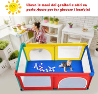 Box per Bambini, Centro Attività Portatile e Sicuro per Bambini, Box Colorato con Cancello, Recinto Extra per Interno ed Esterno con Rete Traspirante Durevole (Colorato)