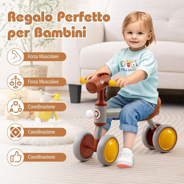 Bicicletta Senza Pedali per Bambini, Bici Equilibrio per Bambini con Sedile in Pelle Aritificiale e Ruote in Schiuma EVA, Bike per Bambini 18-36 Mesi, Portata 25 kg