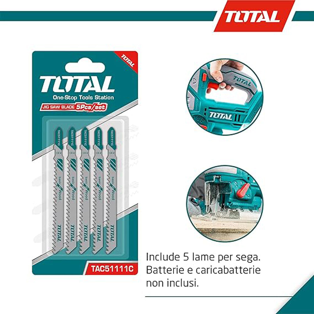 SEGHETTO ALTERNATIVO A BATTERIA TAGLIO 80mm LEGNO ACCIAIO TOTAL TOTTJSLI8501