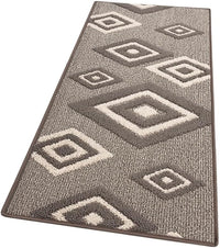 Tappeto Cucina Rombi .3D 57x270 Cm Assorbente Morbido Moderno Antiscivolo Beige